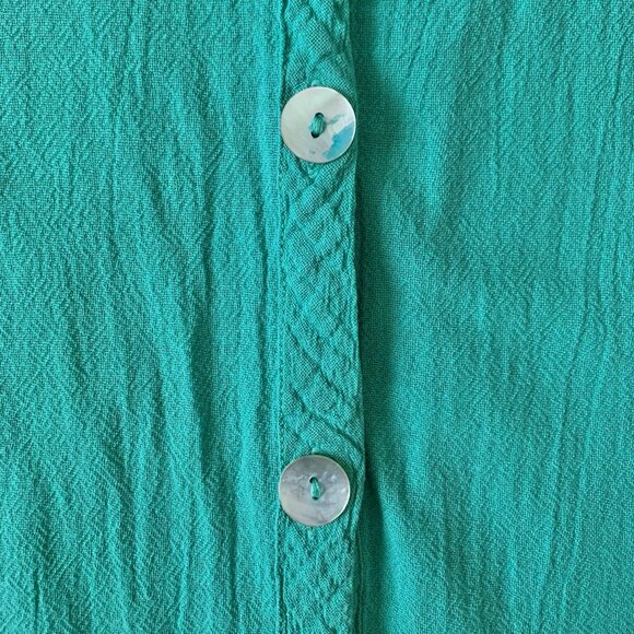 Oh My Gauze! Button Up Teal Tunic Short Dress Handkerchief Whimsical Lagenlook - Picture 6 of 12